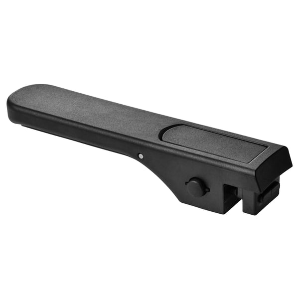 Black SLÄTROCKA handle, sleek design, dishwasher safe, 15-year guaranteed, phenolic plastic and stainless steel.