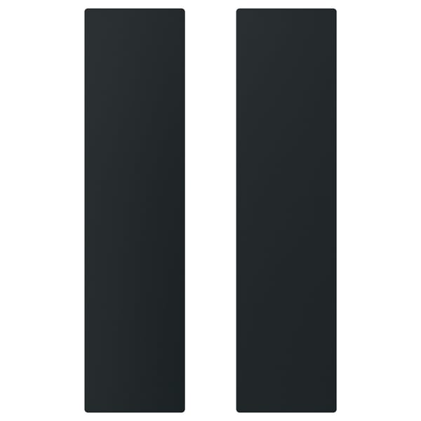 Two tall black rectangular storage doors side by side. Simple, clean design with soft rounded corners.