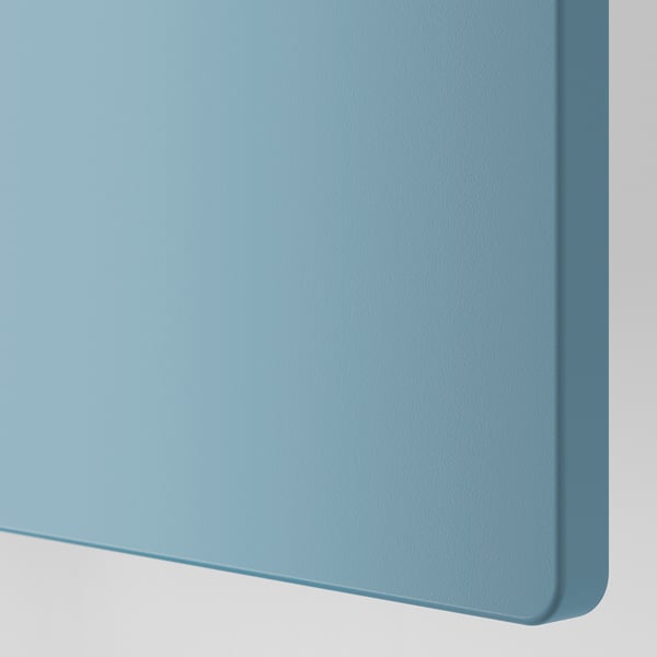 Smooth, powder-blue surface; sleek, modern design.
