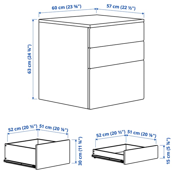 Illustration with measurements for the product: SMÅSTAD.