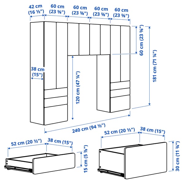 Illustration with measurements for the product: SMÅSTAD.