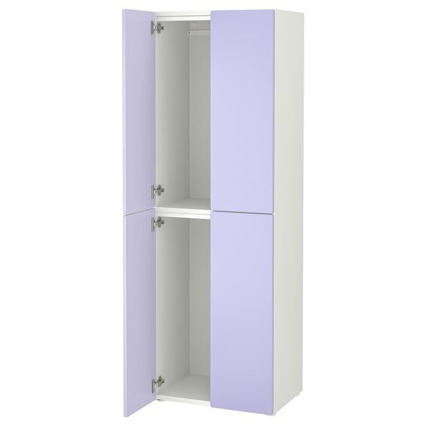 SMÅSTAD wardrobe with purple doors, adjustable feet, modern design.