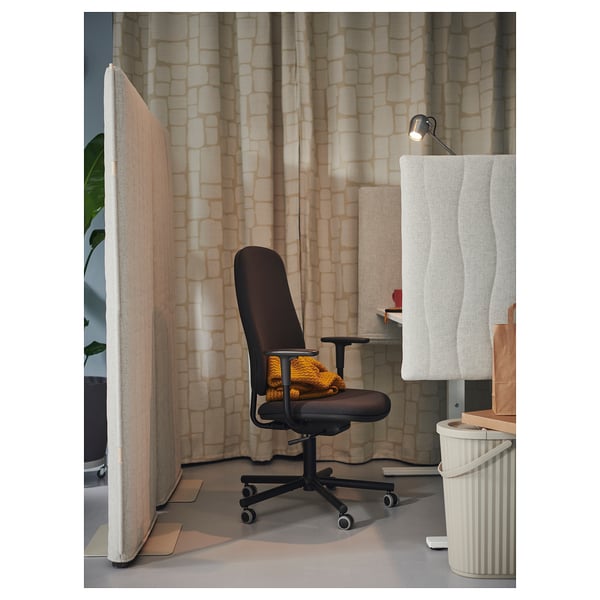 SMÖRKULL Office chair with armrests, Gräsnäs dark grey