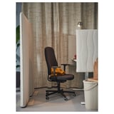 SMÖRKULL Office chair with armrests, Gräsnäs dark grey