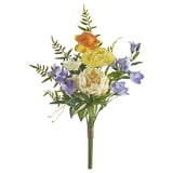 SMYCKA bouquet: yellow, purple, orange flowers. Recycled plastic stems, realistic design.