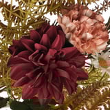 Lifelike bouquet with deep red, pink, and cream flowers. High-quality detail, perfect for decor.