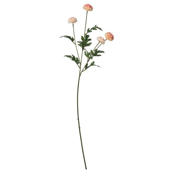 SMYCKA artificial flower stem with pink blooms, green leaves, flexible steel-reinforced stem.