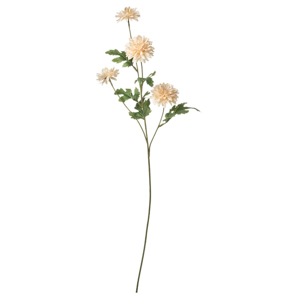 SMYCKA: cream artificial flower stem with green leaves, made from recycled materials.