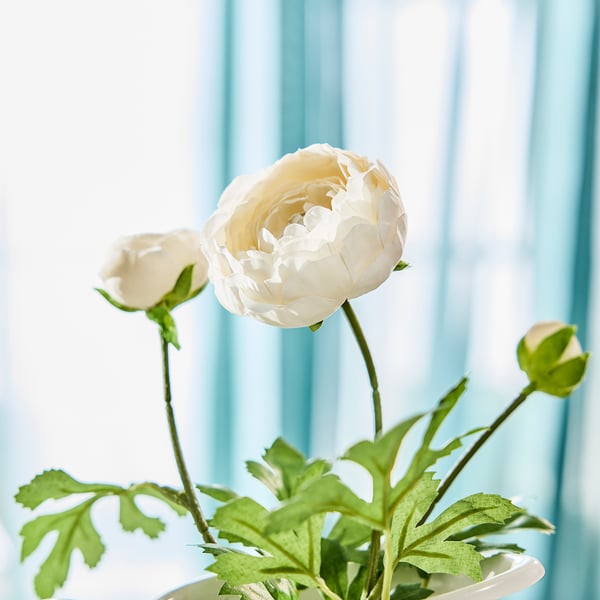 SMYCKA Artificial flower, in/outdoor Ranunculus/white, 52 cm