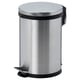 Option: SNÖRPA silver pedal bin - cylindrical kitchen/bathroom waste