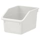 A white SOCKERBIT storage bin, rectangular, made of recycled plastic. It two label areas and a sturdy design for organizing small items.