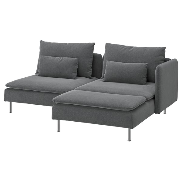 SÖDERHAMN 2-seat sofa, with chaise longue with armrest/Johanneshov dark grey