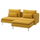 SÖDERHAMN 2-seat sofa, with chaise longue with armrest/Kelinge dark yellow