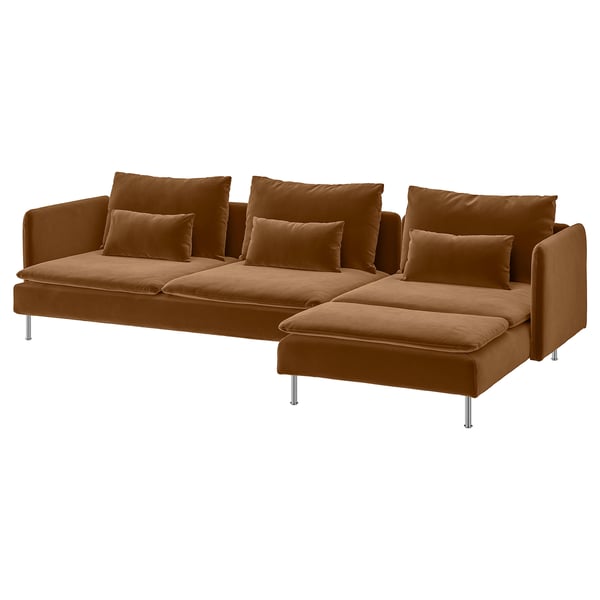 SÖDERHAMN 4-seat sofa, with chaise longue/Alhamn dark yellow-brown