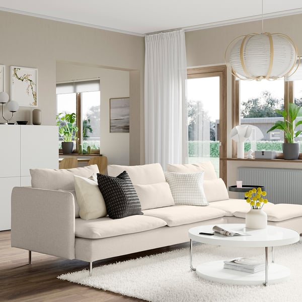 SÖDERHAMN 4-seat sofa, with chaise longue and open end/Gunnared beige
