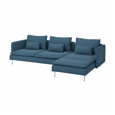 Blue SÖDERHAMN sectional sofa, modern design, deep seats, removable cushions.