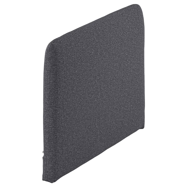 Dark grey, rectangular, cushioned headboard with rounded corners and zipper detail.
