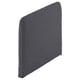 Dark grey, rectangular, cushioned headboard with rounded corners and zipper detail.