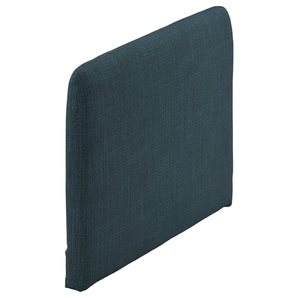 A SÖDERHAMN upholstered armrest in dark blue fabric. Its rectangular with rounded corners, designed for a sofa.