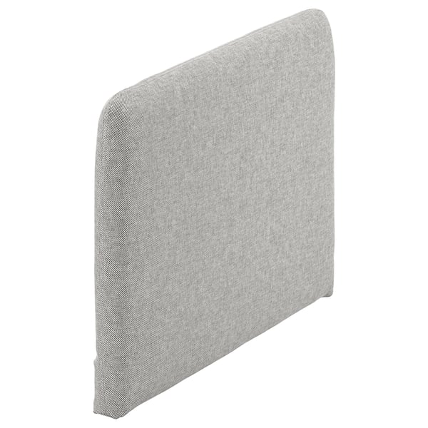 This image a gray SÖDERHAMN headboard with a sleek, rectangular shape and rounded corners, designed for comfort and style.