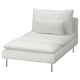 A white SÖDERHAMN chaise longue with a sleek modern design, smooth lines, and chrome legs.
