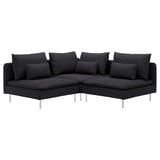 SÖDERHAMN sectional sofa, dark gray, modern design, l-shape, metal legs.
