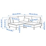 Illustration with measurements for the product: SÖDERHAMN.