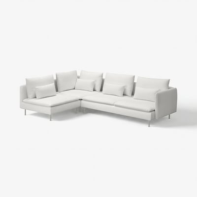 A white SÖDERHAMN sectional sofa with clean lines and plush cushions, offering a modern and comfortable design.