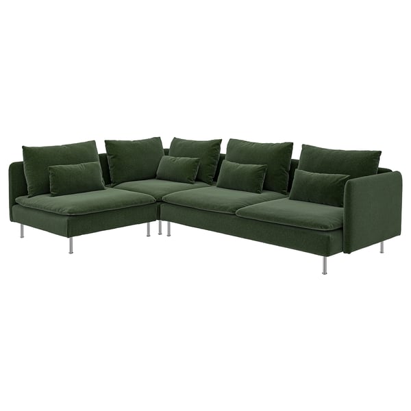 SÖDERHAMN Corner sofa, 4-seat, with open end/Johanneshov dark green