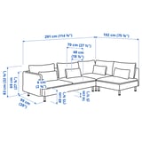 Illustration with measurements for the product: SÖDERHAMN.