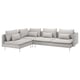 Modern light grey l-shaped SÖDERHAMN sofa with deep seats and metal legs.