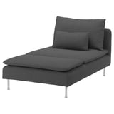SÖDERHAMN modern grey chaise lounge; sleek, minimalist design; sturdy metal legs; soft, removable cover.