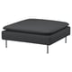 A black SÖDERHAMN footstool with a square shape, four metal legs, and a removable cover.