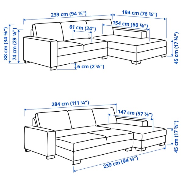 Illustration with measurements for the product: SÖRVALLEN.