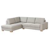 Modern gray SÖRVALLEN l-shaped sofa with wood legs, minimalist design.