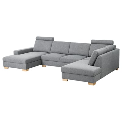 SÖRVALLEN modern grey fabric sectional sofa, l-shape, with wooden legs.