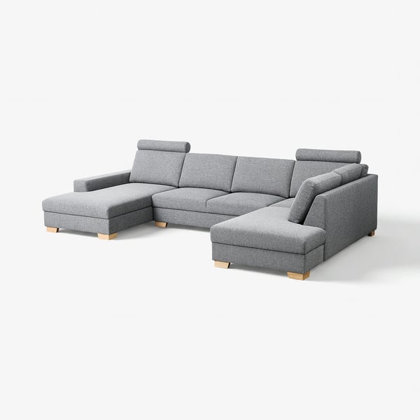 SÖRVALLEN Corner sofa, 4-seat, with chaise longue, left/Lejde grey/black