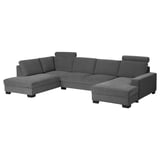 SÖRVALLEN gray sectional sofa, modern minimalist design, fabric & wood, u-shape with chaise longue.