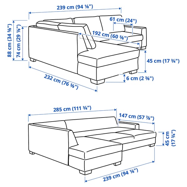 Illustration with measurements for the product: SÖRVALLEN.