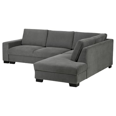 Gray SÖRVALLEN sectional sofa with chaise longue, fabric & wood, modern minimalist design.