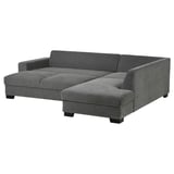SÖRVALLEN grey sofa, modern design with angled back, minimalist style, fabric & wood.