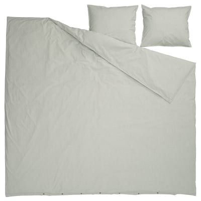 Ikea bedding set, SOLFIBBLA, grey-white striped, cotton, square shape, duvet cover and two pillowcases.