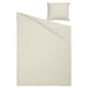 Beige & white striped cotton duvet & pillow, recycled materials, minimalist design.