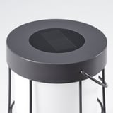 Solar lamp with modern design, panel & hook, charges day, lights night.