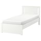 SONGESAND white bed. Simple, modern design with high legs and soft edges. Includes slatted base.