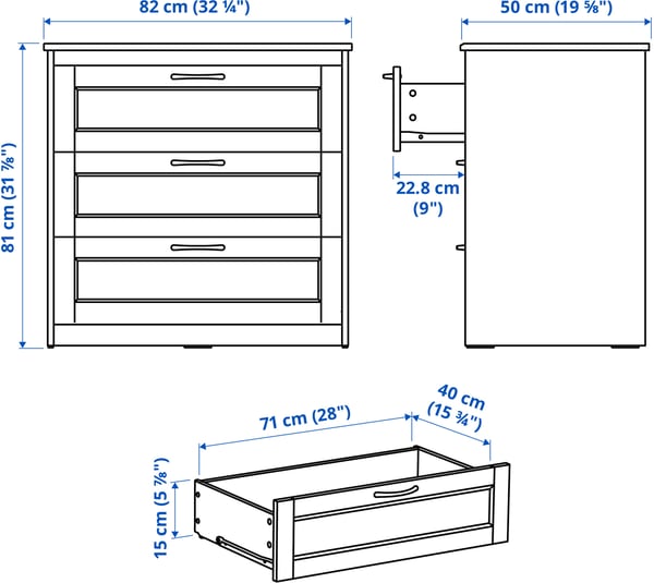 Illustration with measurements for the product: SONGESAND.