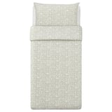 SORGMANTEL bedding set in grey, botanical leaves pattern, rectangular shape.