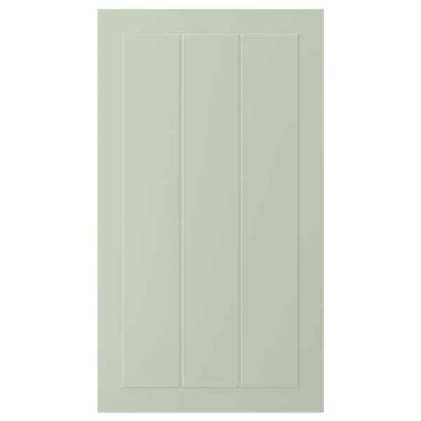 This image shows a green STENSUND cabinet door with vertical panels. Rectangle-shaped, simple design.