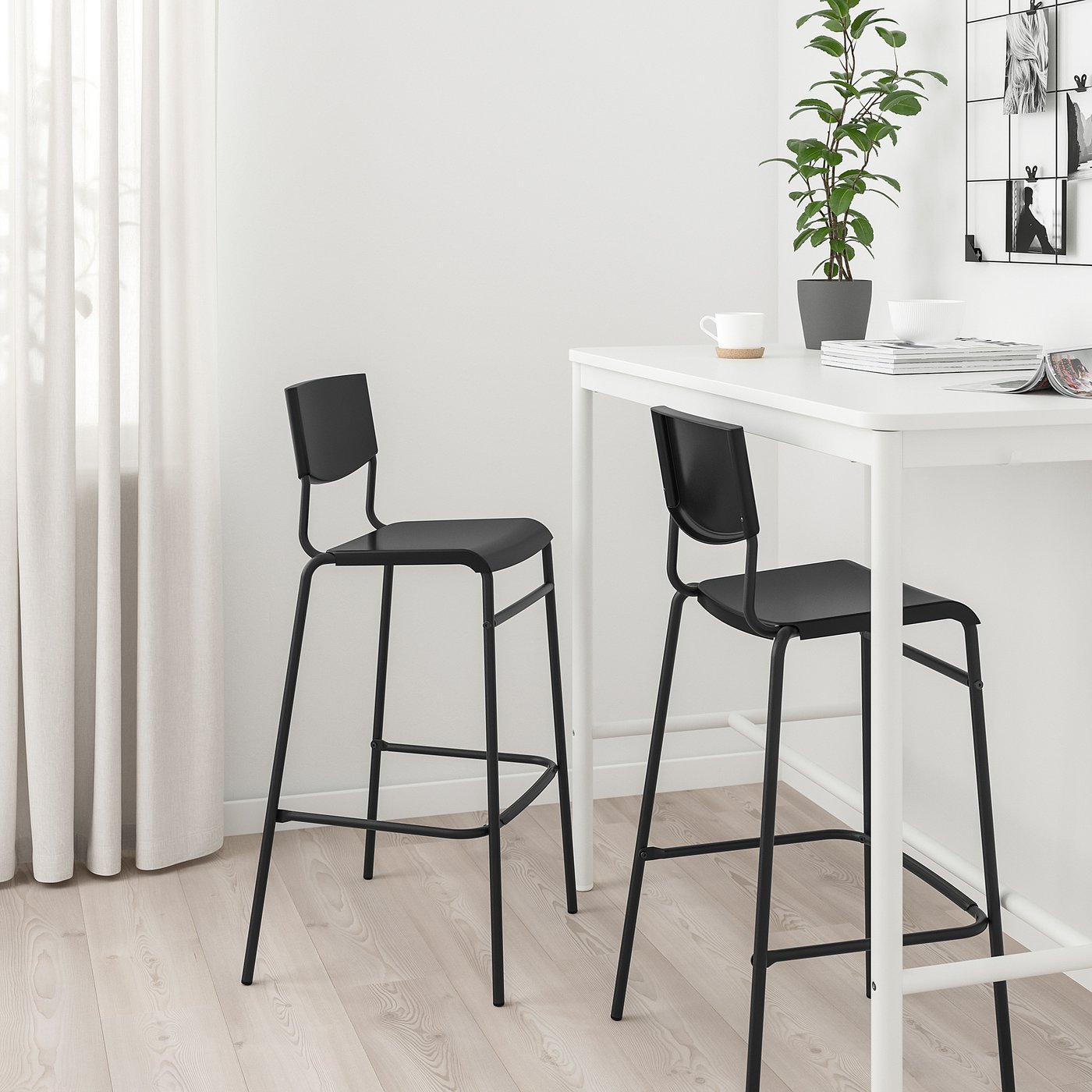 STIG bar stool with backrest, black/black, 74 cm IKEA Austria