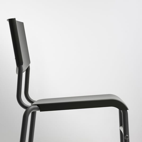 Modern black bar stool with sleek, curved metal frame and padded seat/back for comfort.